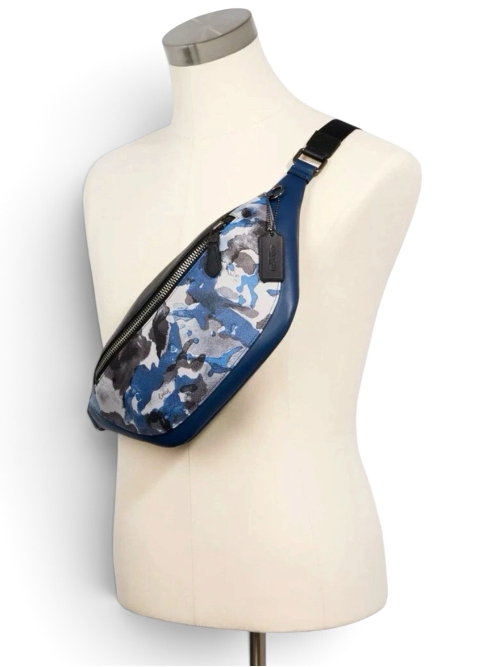 COACH Warren Gender Neutral Leather & Coated Canvas in Watercolor Print Belt Bag - Picture 5 of 12